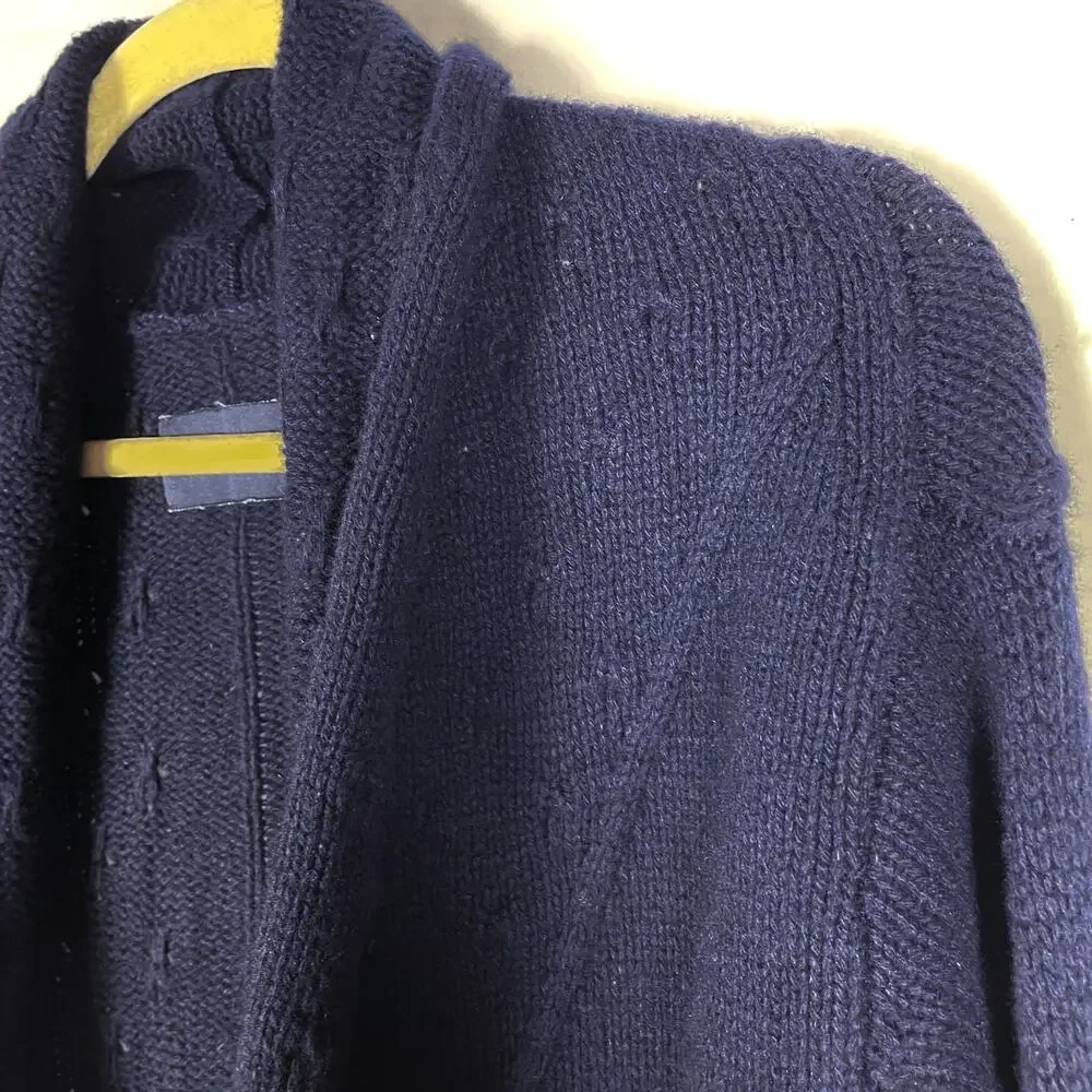 Zadig & Voltaire Cyan Cashmere Cardigan Navy Blue Open Front‎ Long Sleeve Sz M - Picture 7 of 12